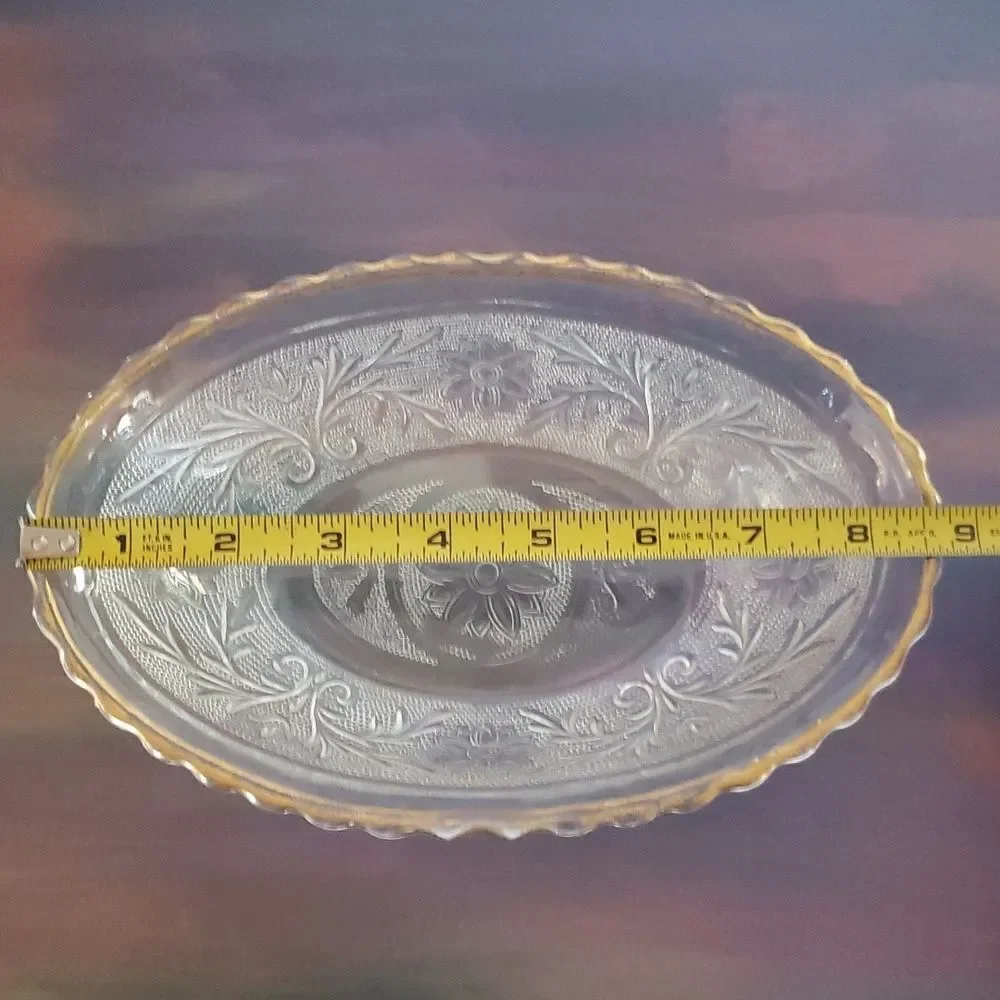 Vintage Indiana Glass Crystal Sandwich Bowl Oval 8.5